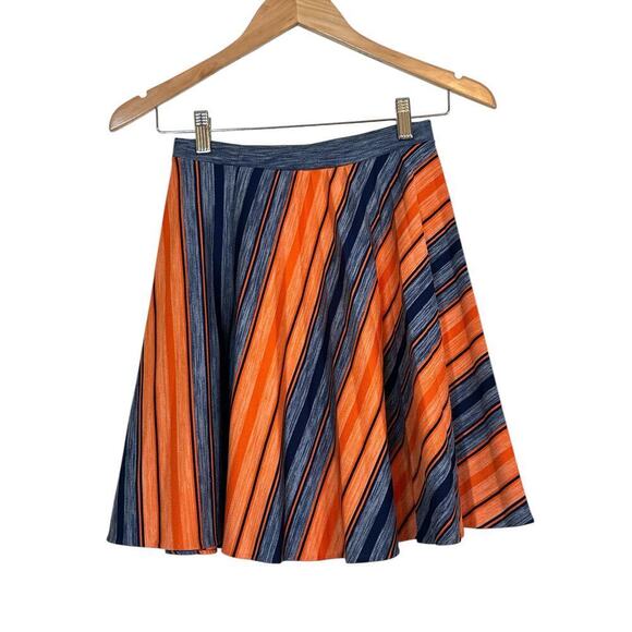 Vintage 70’s Aileen Women Chevron Elastic Waist Pull On Mini Skirt Size S Multi - Picture 3 of 5